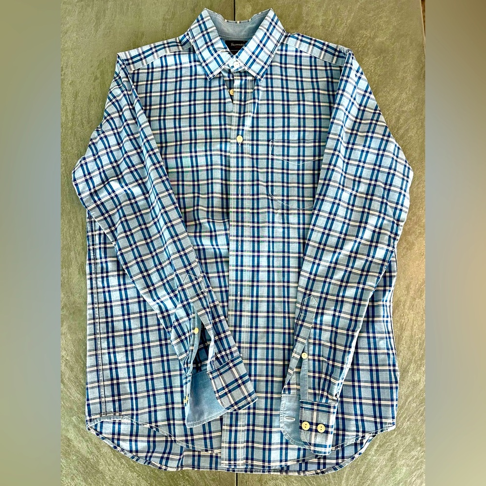 Faconnable Small Men’s Regular Fit Plaid Chambray Shirt